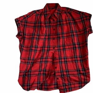 Madewell Red and Blue Plaid Short Sleeve Shirt